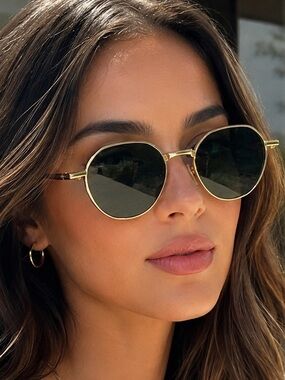 DITA Sunglasses Vers One Womens Round Green Lenses Gold Plated Titanium